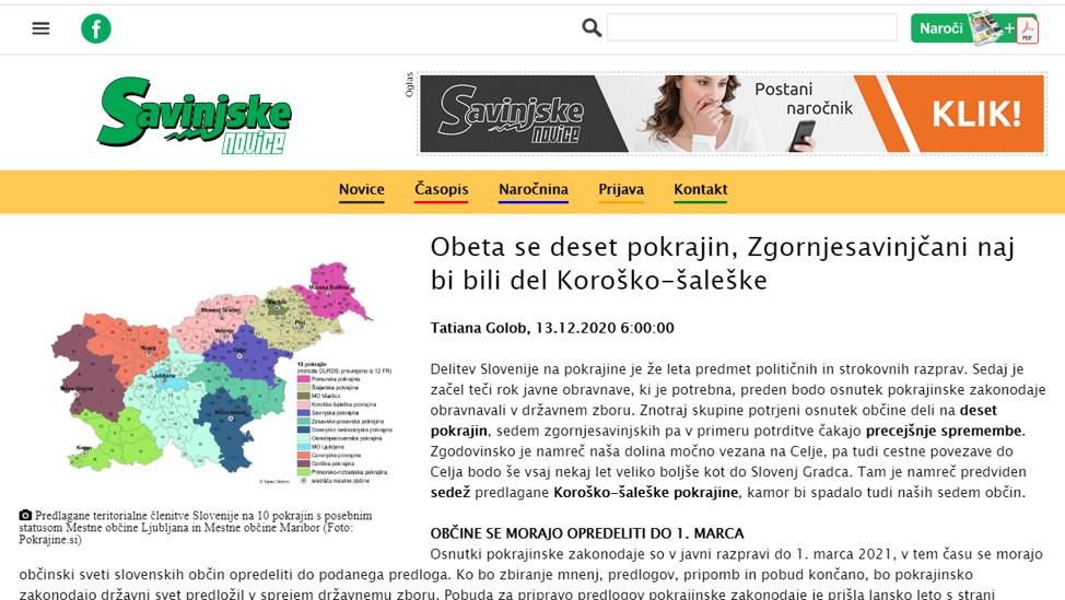 Savinjske novice, 13. 12. 2020