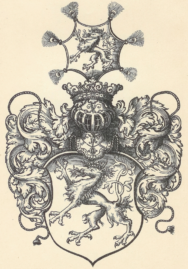 Grb Štajerske iz leta 1523, Hans Burgkmair, Štajerski deženi privilegiji iz leta 1523 / Alfred Ritter Anthony von Siegenfeld, Das Landeswappen der Steiermark, Gradec, 1900.