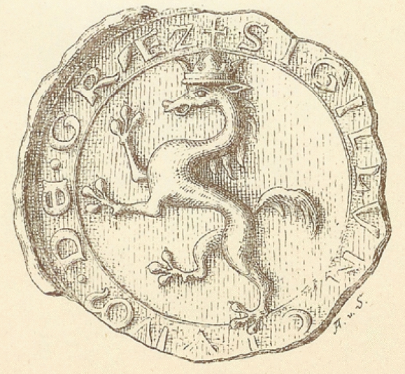 Risba pečata mesta Gradec iz leta 1261. Alfred Ritter Anthony von Siegenfeld, Das Landeswappen der Steiermark, Gradec, 1900.