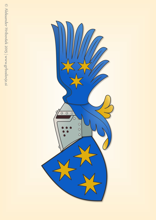 Vovbrški (celjski) grb iz sredine 14. stoletja. Avtor: Aleksander Hribovšek, 2015.