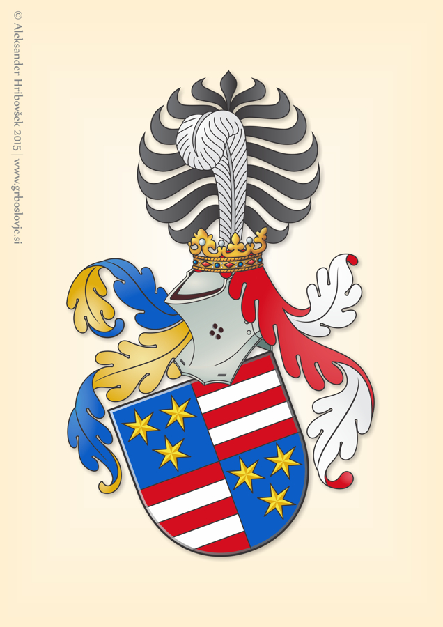 Celjski grb iz približno druge četrtine 15. stoletja. Avtor: Aleksander Hribovšek, 2015.