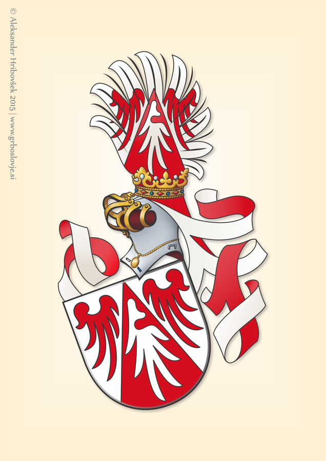 Ortenburški grb iz sredine 15. stoletja. Avtor: Aleksander Hribovšek, 2015.