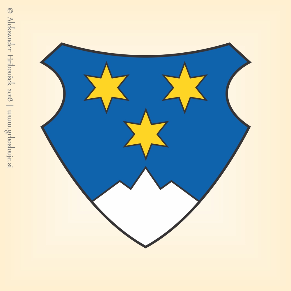 Barvna upodobitev grba Slovenske zaveze iz 7. maja 1942. Avtor: Aleksander Hribovšek, 2018.