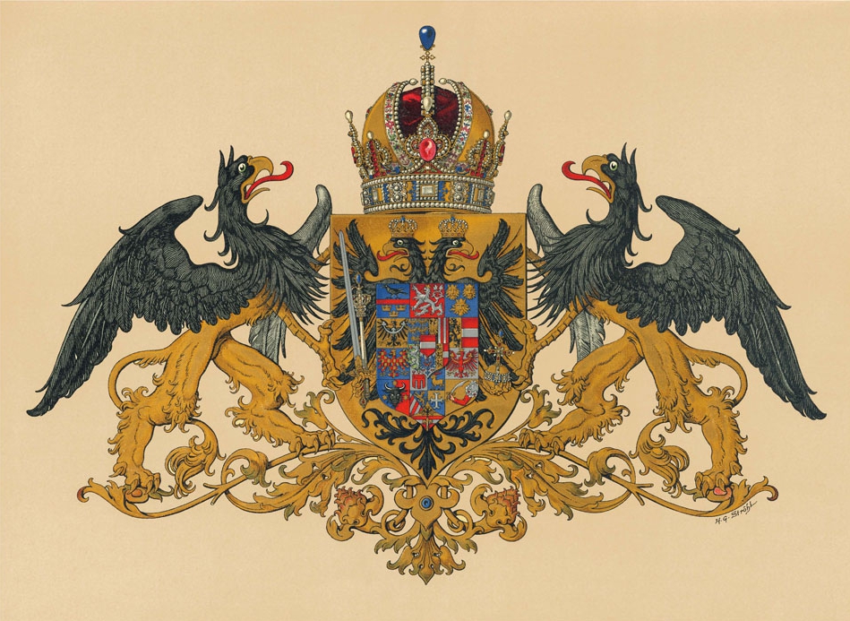 Srednji grb avstrijskih dežel. Hugo Gerard Ströhl, 1900.
