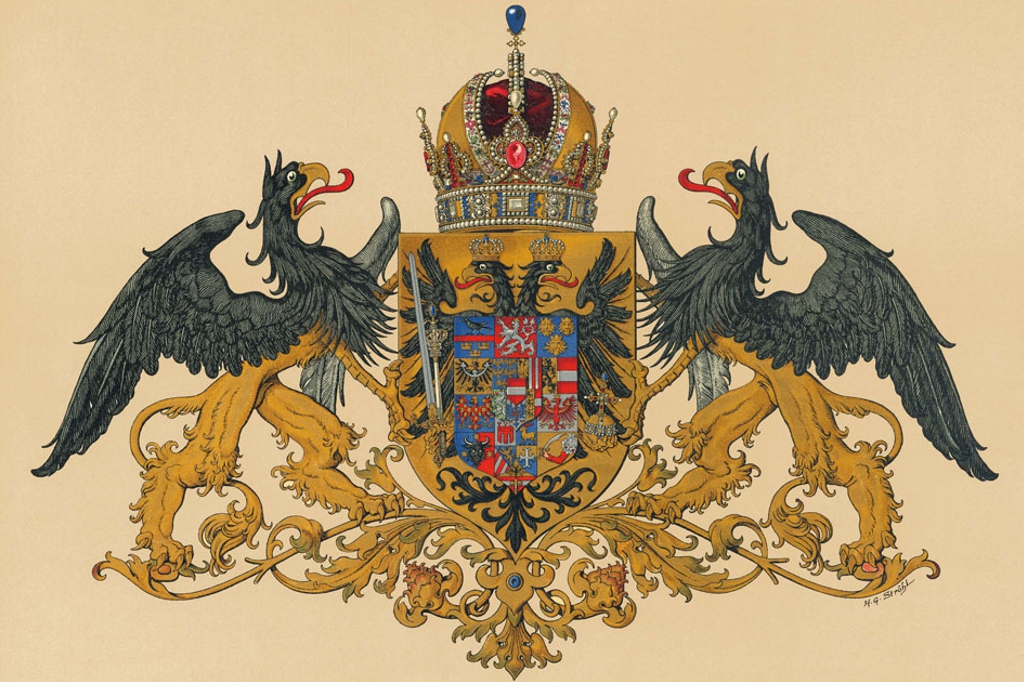 Srednji grb avstrijskih dežel. Hugo Gerard Ströhl, 1900.