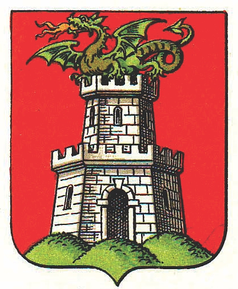 Lintvern v grbu Ljubljane iz Hugo Gerhard Ströhl, Städte-Wappen von Österreich-Ungarn, 1904.