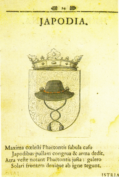 Grb Slovenske krajine iz leta 1702. Equite Pavlo Ritter, Stemmatographiae Illyricanae, Zagreb 1702 / Ivo Banac, Grbovi biljezi identiteta, Zagreb 1991.